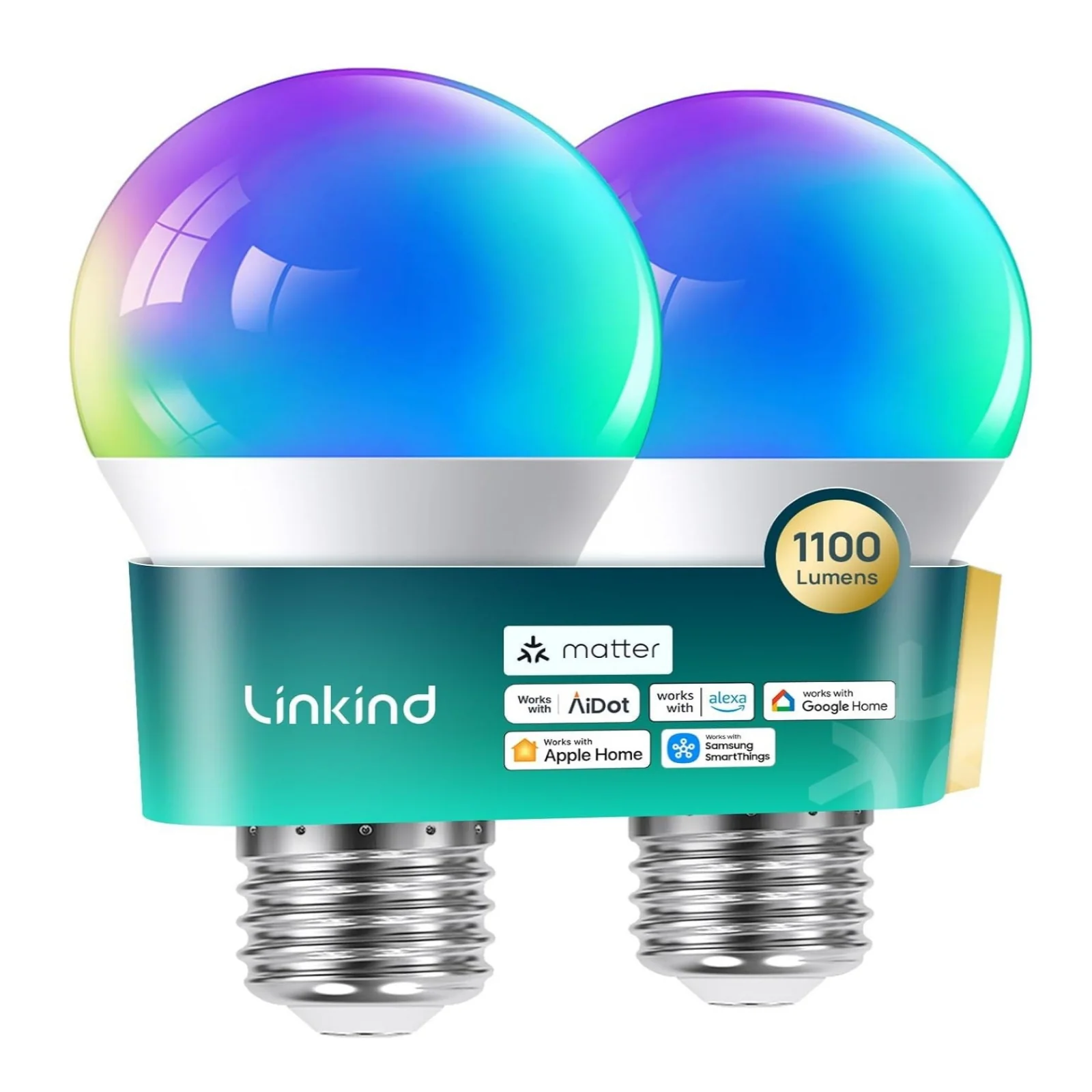 Linkind A19 Matter Smart RGBTW Light Bulbs - Image 12