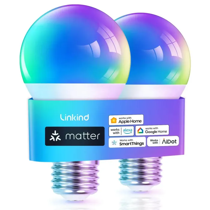 Linkind A19 Matter Smart RGBTW Light Bulbs - Image 9