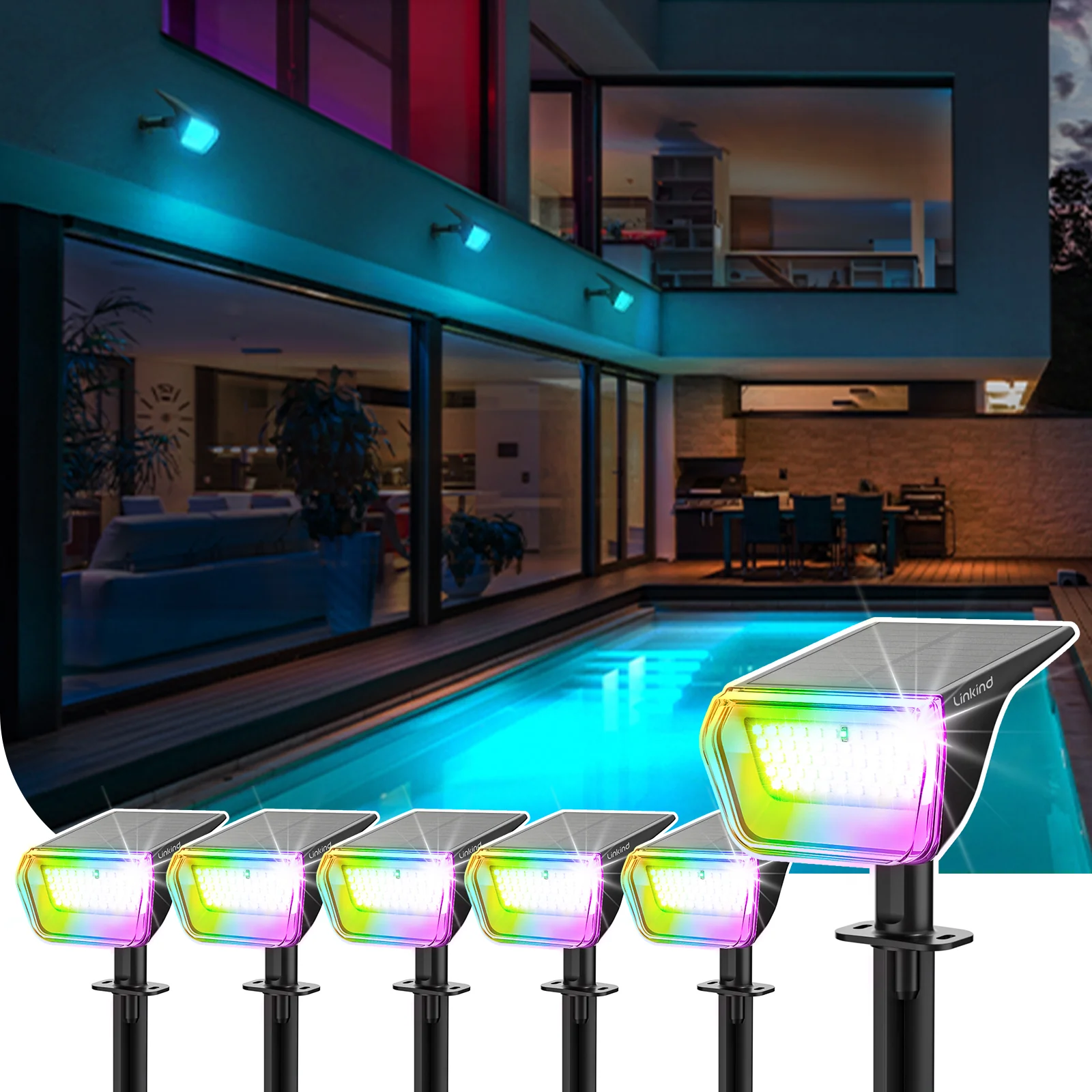 Linkind SP004 Outdoor Solar Spotlights (800lm, 60LEDs, 110° Beam angle, IP67 Waterproof) - Image 16