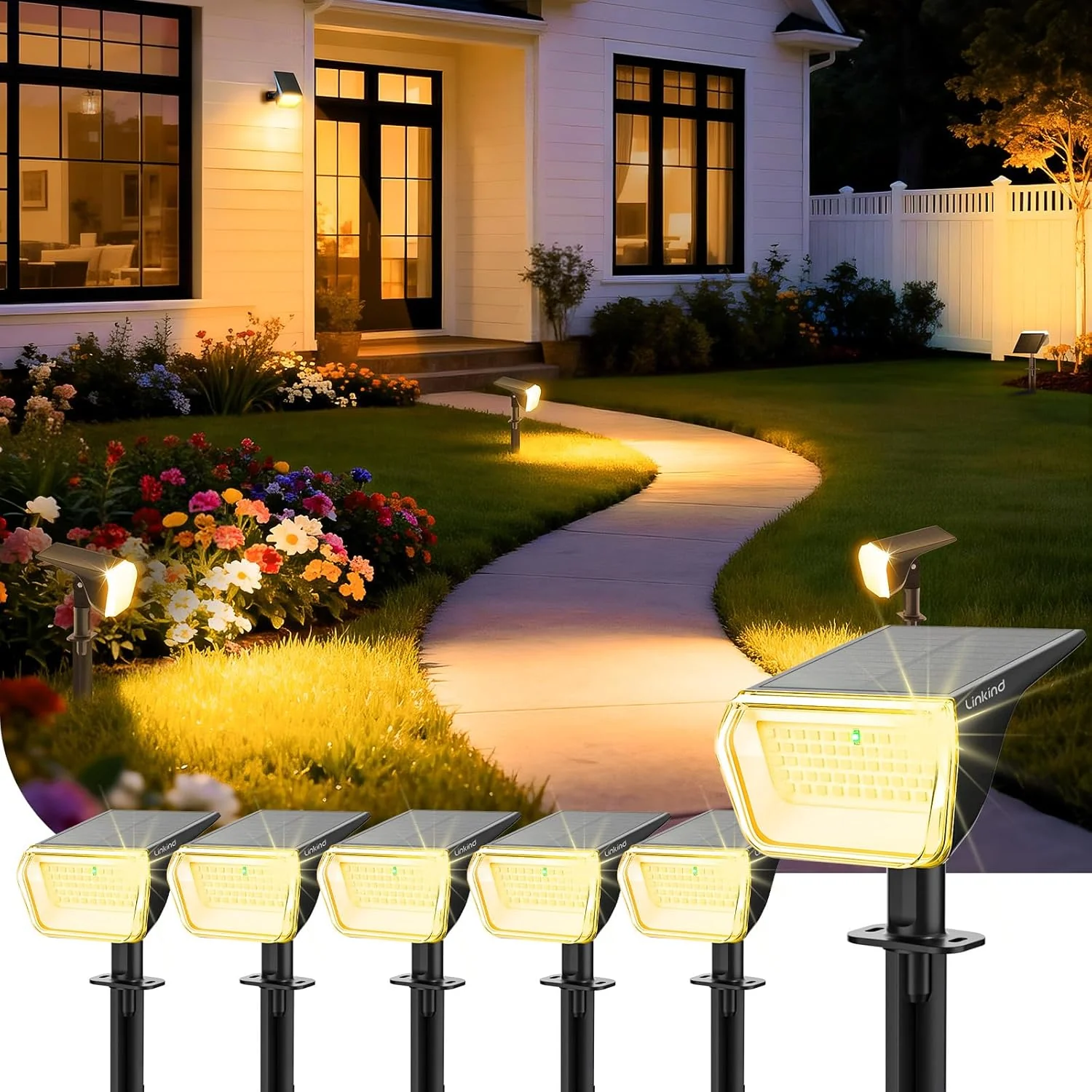 Linkind SP004 Outdoor Solar Spotlights (800lm, 60LEDs, 110° Beam angle, IP67 Waterproof) - Image 8