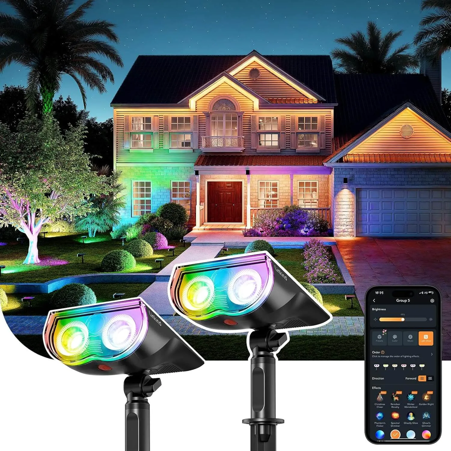 Linkind SL5C Smart Outdoor Solar Spotlight (150lm, App&Voice Control, 16 Million Color, IP67 Waterproof) - Image 11