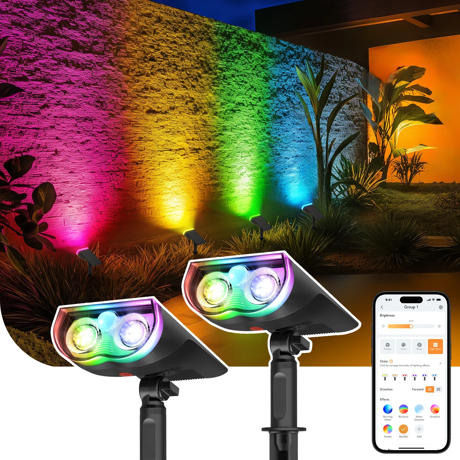 Linkind SL5C Smart Outdoor Solar Spotlight (150lm, App&Voice Control, 16 Million Color, IP67 Waterproof) - Image 15