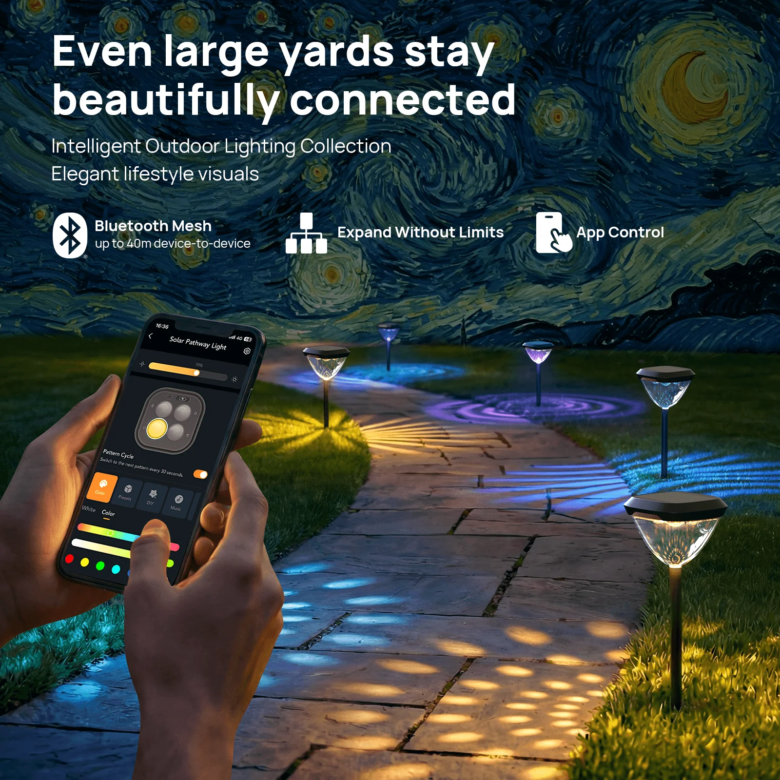 Linkind SP6 Smart Solar Pathway Lights,Engineered for Long-Term Outdoor Performance(5 Built-in Light Patterns, App&Voice Control, 16 Million Color, IP67 Waterproof) - Image 4