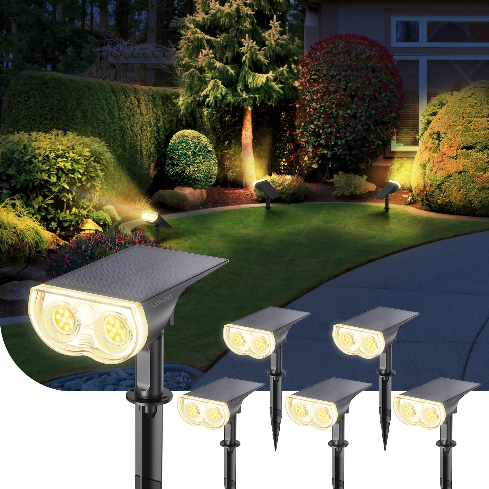 Linkind StarRay Outdoor Solar Spotlight (650lm, 22LEDs, IP65 Waterproof, 90° Beam angle) - Image 13