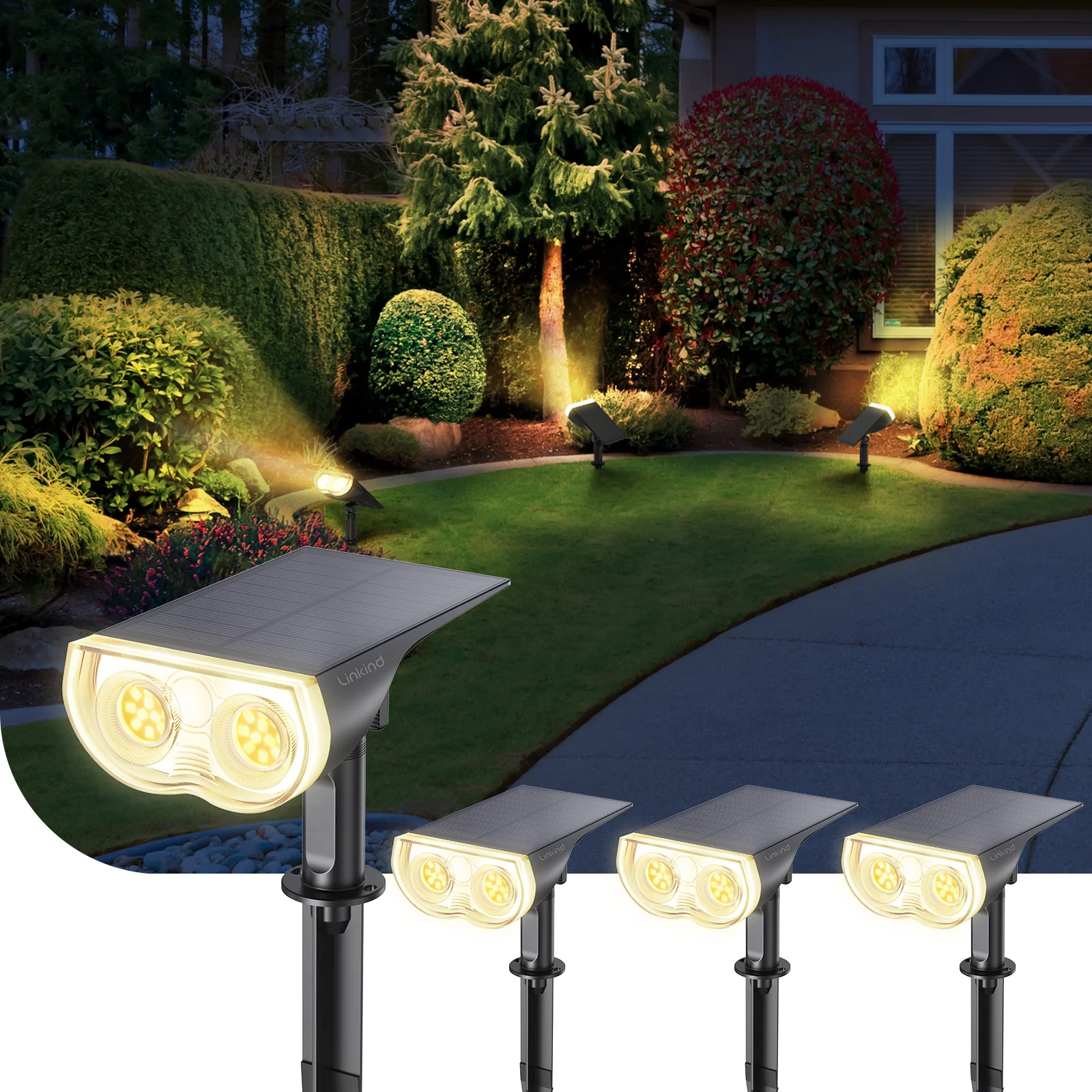 Linkind StarRay Outdoor Solar Spotlight (650lm, 22LEDs, IP65 Waterproof, 90° Beam angle) - Image 14