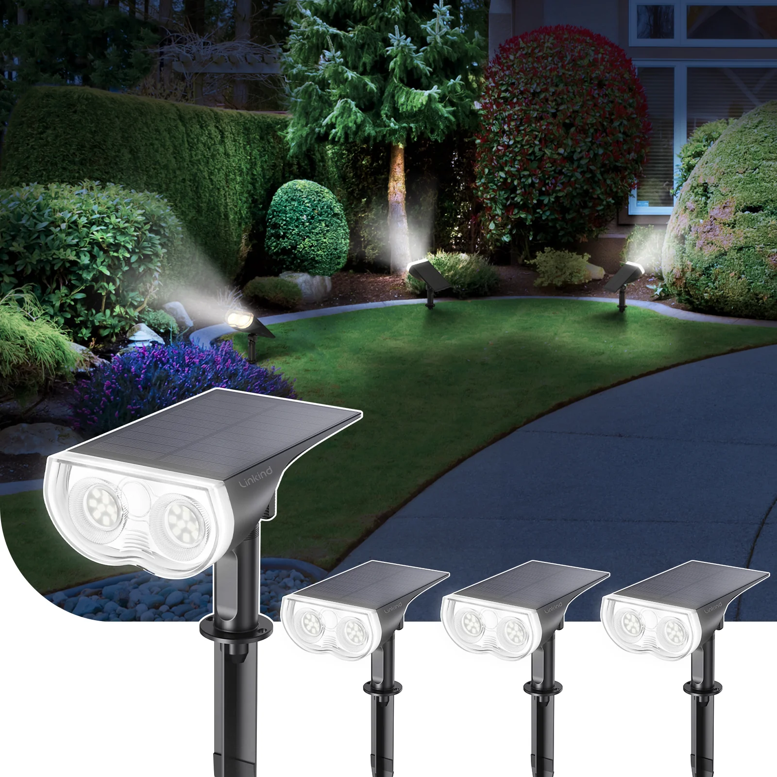 Linkind StarRay Outdoor Solar Spotlight (650lm, 22LEDs, IP65 Waterproof, 90° Beam angle) - Image 15