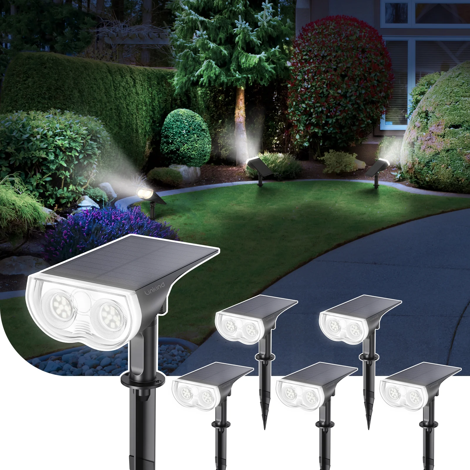Linkind StarRay Outdoor Solar Spotlight (650lm, 22LEDs, IP65 Waterproof, 90° Beam angle) - Image 16