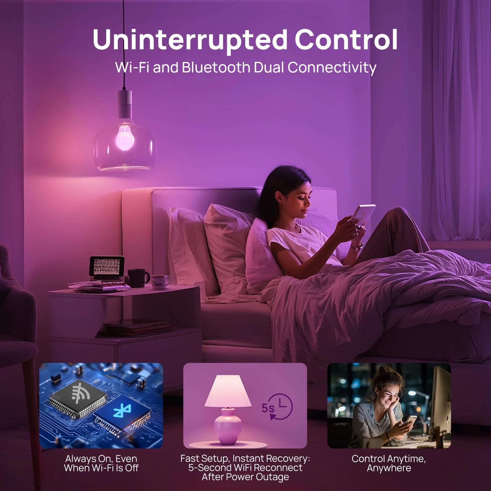 Linkind A19 Wi-Fi RGBTW Smart Light Bulbs - Image 4